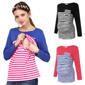 Nova jesenska majica za trudnice i dojenje Majice dugih rukava za trudnice s prugama za trudnice Majice za dojenje Majice za trudnice