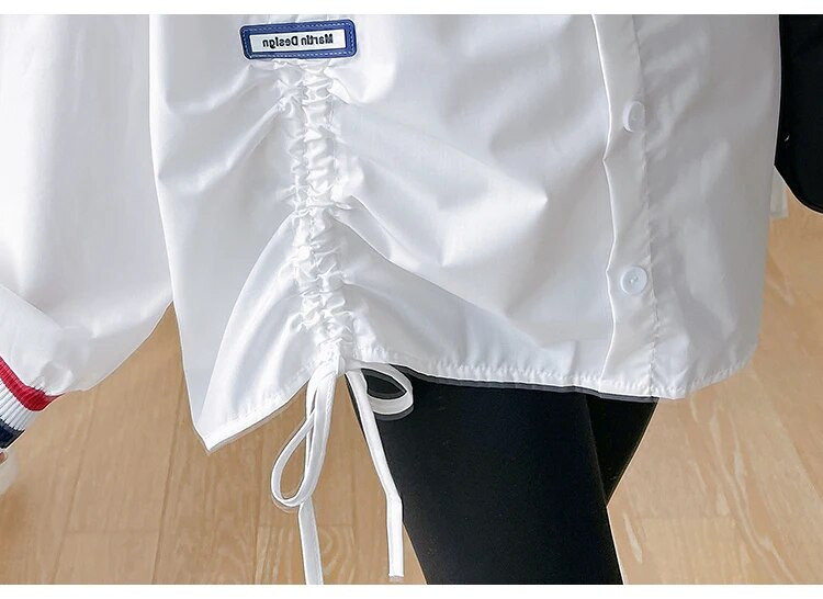 Rudens ikdienas modes svītru kontrasts, raibs, brīvs grūtnieču tops liela izmēra grūtniecēm, kokvilnas krekli, savilkšanas blūzes