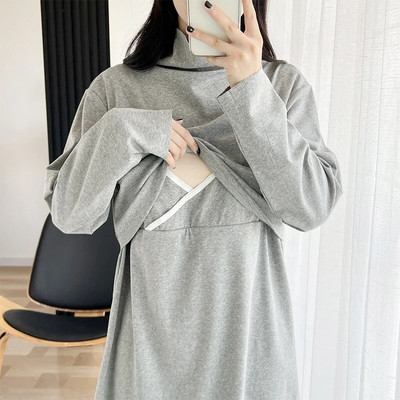 Pamučna majica kratkih rukava za trudnice i trudnice s dugim rukavima za dojenje 7013B40