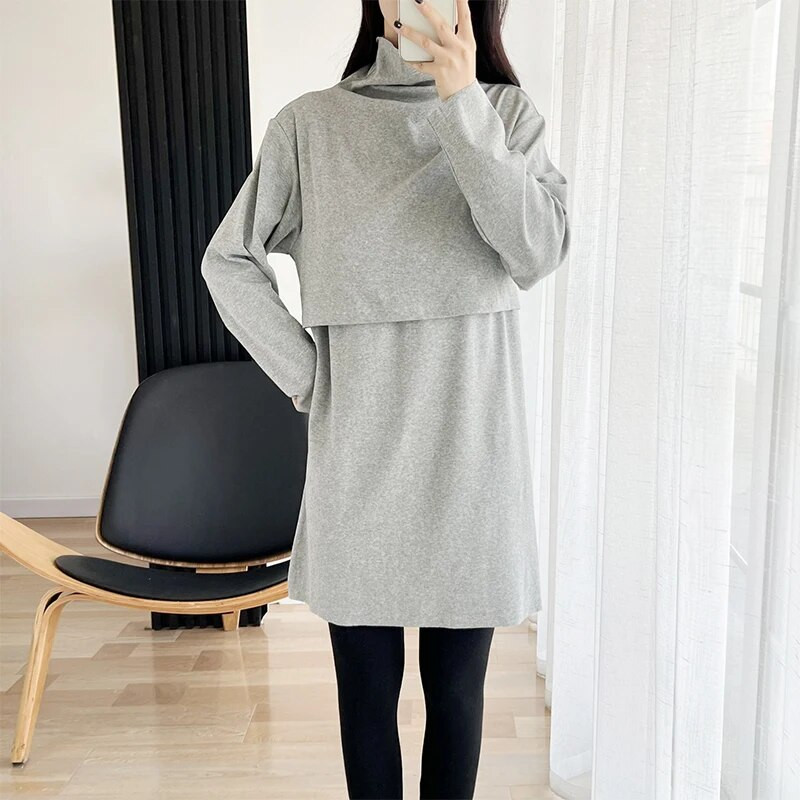 Pamučna majica kratkih rukava za trudnice i trudnice s dugim rukavima za dojenje 7013B40