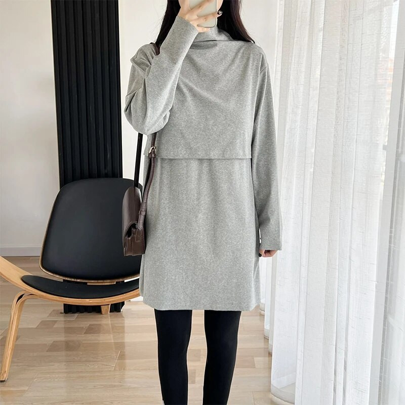 Pamučna majica kratkih rukava za trudnice i trudnice s dugim rukavima za dojenje 7013B40