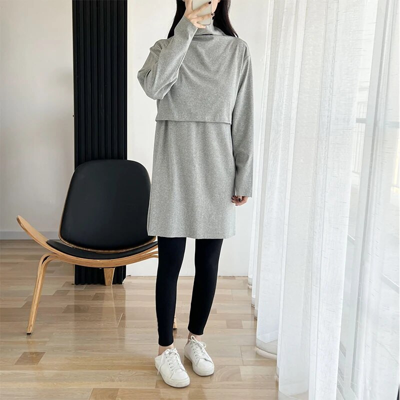 Pamučna majica kratkih rukava za trudnice i trudnice s dugim rukavima za dojenje 7013B40