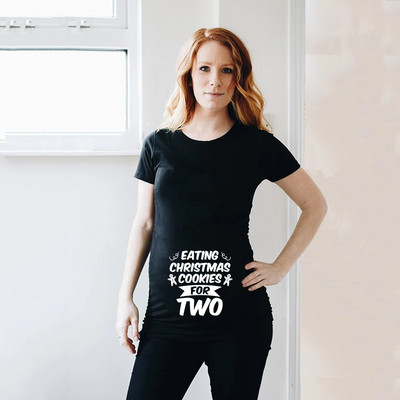 Karácsonyi süti evése két személynek Terhes póló Női Kismama blúz Karácsonyi Kismama ingek Terhes nők Ruhák