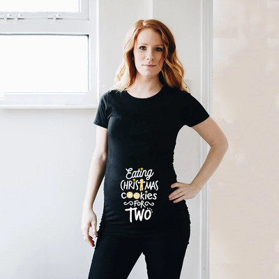 Karácsonyi süti evése két személynek Terhes póló Női Kismama blúz Karácsonyi Kismama ingek Terhes nők Ruhák