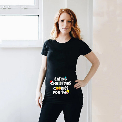 Karácsonyi süti evése két személynek Terhes póló Női Kismama blúz Karácsonyi Kismama ingek Terhes nők Ruhák