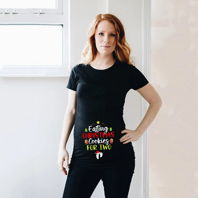 Karácsonyi süti evése két személynek Terhes póló Női Kismama blúz Karácsonyi Kismama ingek Terhes nők Ruhák