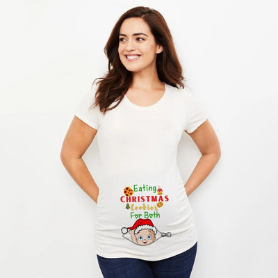 Karácsonyi süti evése két személynek Terhes póló Női Kismama blúz Karácsonyi Kismama ingek Terhes nők Ruhák