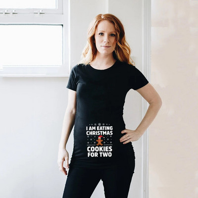 Karácsonyi süti evése két személynek Terhes póló Női Kismama blúz Karácsonyi Kismama ingek Terhes nők Ruhák