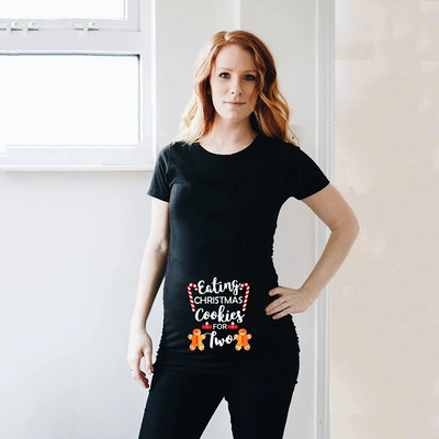 Karácsonyi süti evése két személynek Terhes póló Női Kismama blúz Karácsonyi Kismama ingek Terhes nők Ruhák