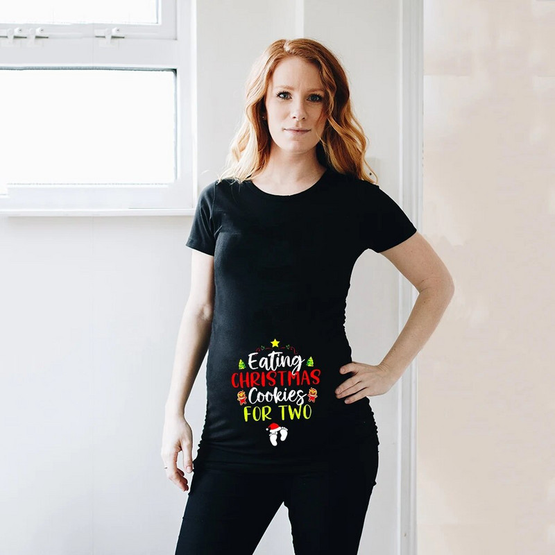 Karácsonyi süti evése két személynek Terhes póló Női Kismama blúz Karácsonyi Kismama ingek Terhes nők Ruhák