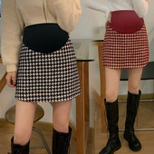 Grūtniecēm rudens apģērbi vēdersvārki Vintage rūtaini grūtnieču vilnas svārki Leoparda svītraini grūtniecības A līnijas svārki