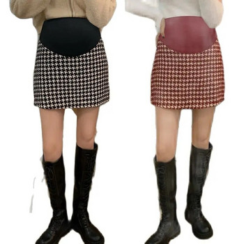 Έγκυες Φθινοπωρινά ρούχα Κοιλιακές φούστες Vintage καρό εγκυμοσύνης Αυτοκρατορική μάλλινη φούστα Λεοπάρ ριγέ Φούστες εγκυμοσύνης σε γραμμή Α