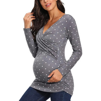 Μπλουζάκι θηλασμού εγκυμοσύνης με λαιμόκοψη Μακρυμάνικο εσώρουχο για έγκυες γυναίκες Ρούχα θηλασμού εγκυμοσύνης Μπλουζάκι νοσηλευτικής εγκυμοσύνης
