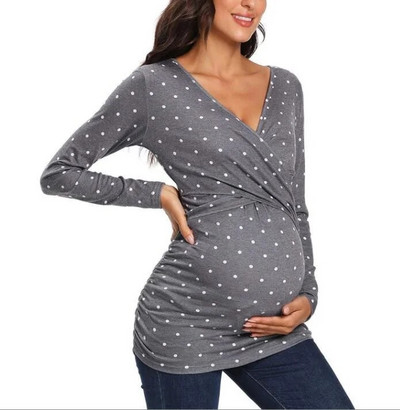 Majice za trudnice s v-izrezom Potkošulja dugih rukava za trudnice Odjeća za dojenje Majica za dojenje