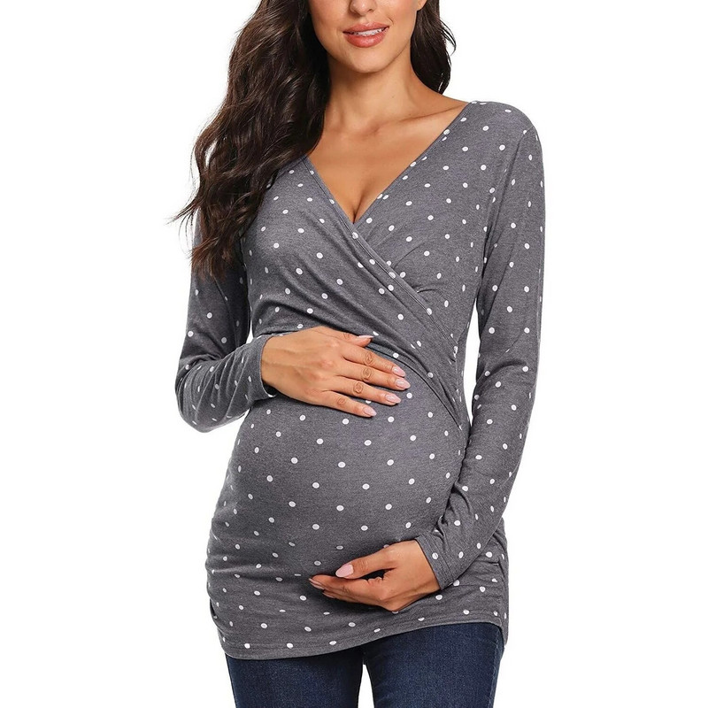 Majice za trudnice s v-izrezom Potkošulja dugih rukava za trudnice Odjeća za dojenje Majica za dojenje