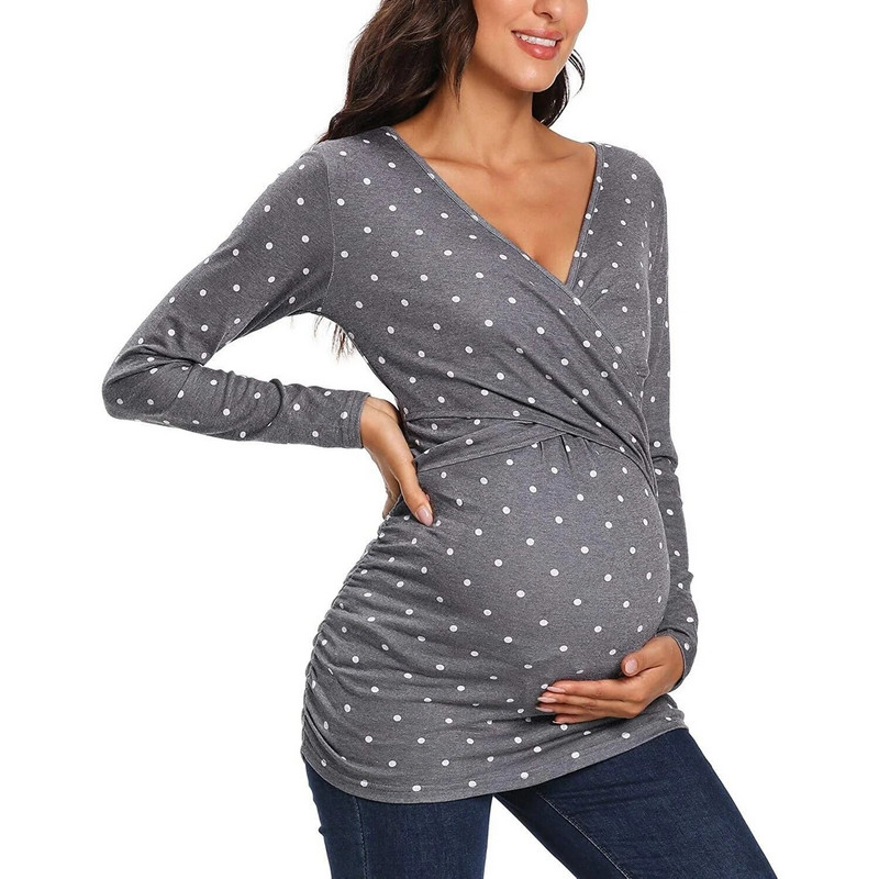 Majice za trudnice s v-izrezom Potkošulja dugih rukava za trudnice Odjeća za dojenje Majica za dojenje