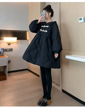 Παλτό εγκυμοσύνης γιακάς Peter Pan Χειμερινά μαύρα χοντρά ζεστά ρούχα για έγκυες γυναίκες Ρούχα εγκυμοσύνης Plus size Vintage μπουφάν