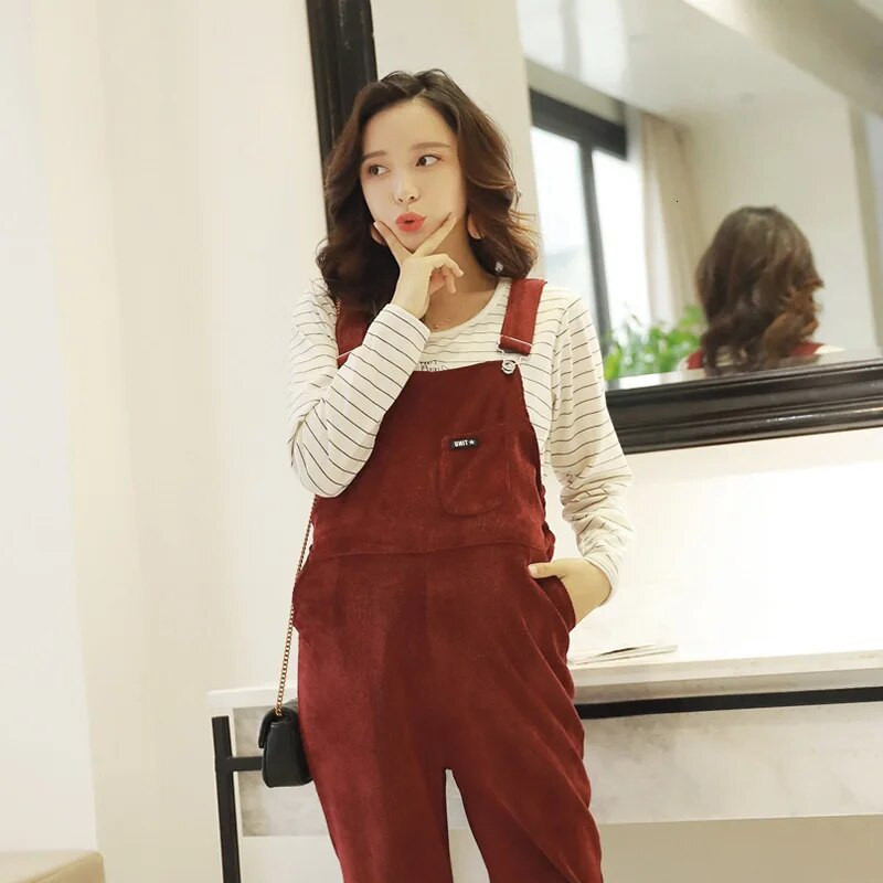 Naujas kombinezonas Nėščioms kelnės Ilgi Velveliniai Nėštumo Drabužiai Nėščioms Moterims Kombinezonas Roupa Gestante Kelnės Rudens Maternite