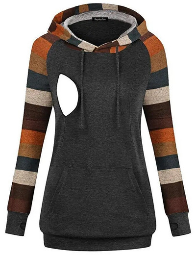 Majica s kapuljačom za dojilje Ženska majica dugih rukava za dojenje Jesen Zima Za dojenje Odjeća za trudnice i trudnice, velika veličina