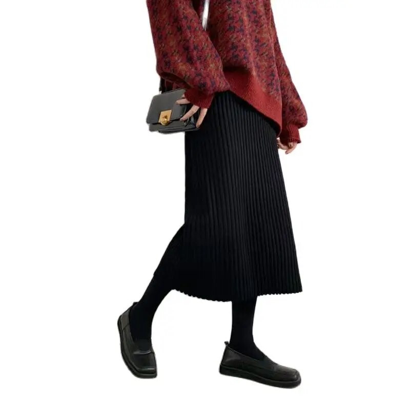 Ziemas grūtnieču drēbes Modes ar augstu vidukli Grūtnieču vēdera svārki vienkrāsaini grūtniecēm, kroku svārki grūtniecēm