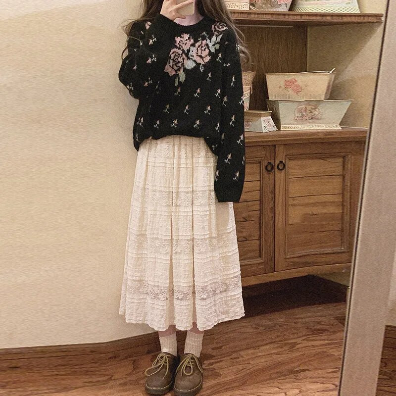 Vintage trudničke trbušaste suknje Modne trudničke čipkaste suknje visokog struka do gležnja s podesivim strukom Trudničke torte