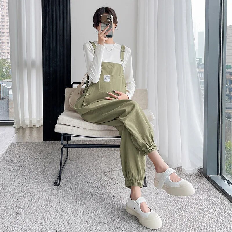 Pavasaris Ruduo Naujas Nėščiųjų Kombinezonai Kombinezonai Nėštumo Šliaužtinukai Drabužiai Laisvi Nėščiųjų dirželiai Kelnės Kelnės Drabužiai