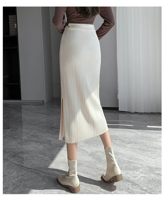 Raseda naise seelikud küljelt poolitatud sääre keskel Raseduse kõhu seelikud Kontorinaise Elegantne kootud seelik Sirged seelikud Must beež