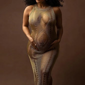 Seksi izdubljena haljina za fotografije trudnica Ženska pletena duga haljina Rekviziti za studijsko snimanje Bikini Cover Up