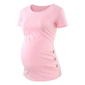 Дрехи за бременни Ropa Maternal Embarazada Tee Тениска за бременни Горнища Тениска за бременни Ежедневни ласкаещи странични бюсти Mom Maman