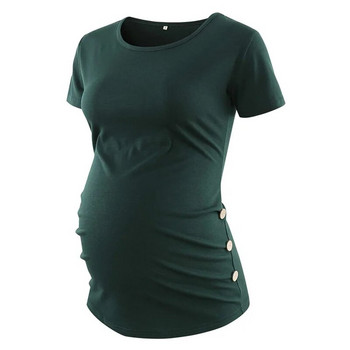 Дрехи за бременни Ropa Maternal Embarazada Tee Тениска за бременни Горнища Тениска за бременни Ежедневни ласкаещи странични бюсти Mom Maman