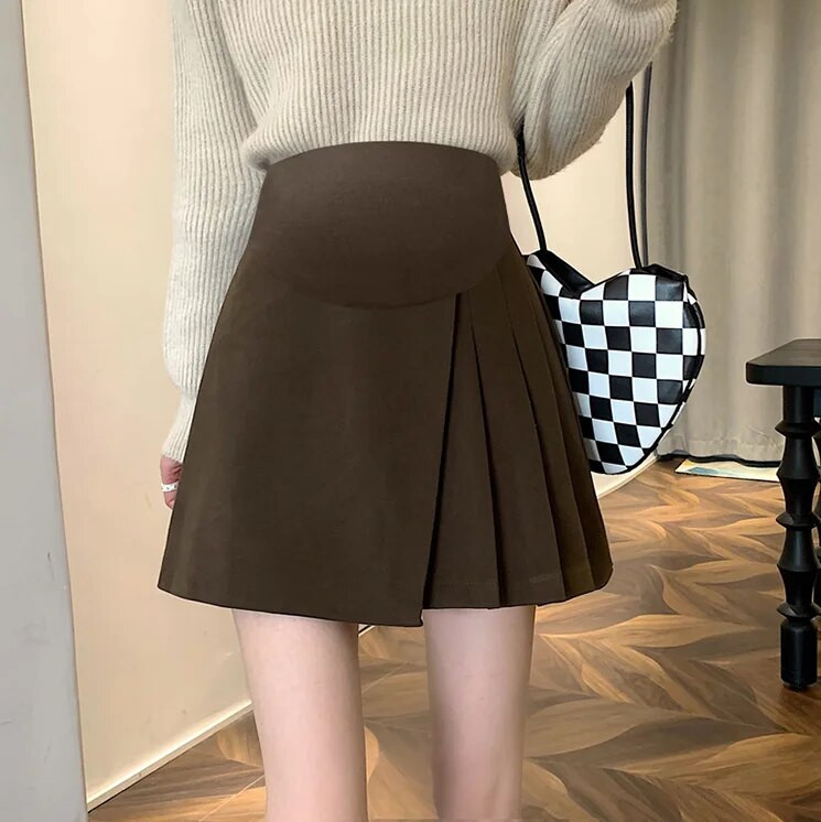 2022. gada rudens grūtnieču mini svārki ar regulējamu vidukli, grūtniecēm, sieviešu apģērbi, mode, grūtniecība, vilnas svārki, melna kafija