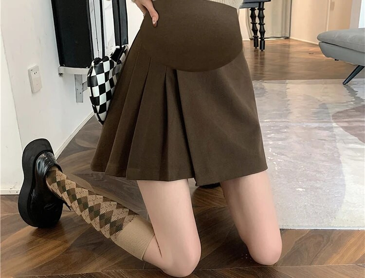 2022. gada rudens grūtnieču mini svārki ar regulējamu vidukli, grūtniecēm, sieviešu apģērbi, mode, grūtniecība, vilnas svārki, melna kafija