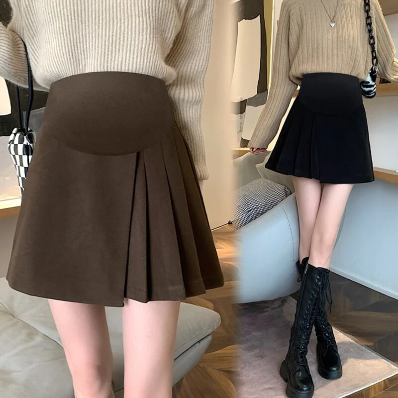 2022. gada rudens grūtnieču mini svārki ar regulējamu vidukli, grūtniecēm, sieviešu apģērbi, mode, grūtniecība, vilnas svārki, melna kafija