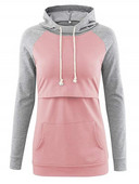 Majica s kapuljačom za trudnice i dojilje Dugi rukavi Ženska zimska odjeća za trudnice i dojilje Ležerna majica s klokanovim džepovima do struka