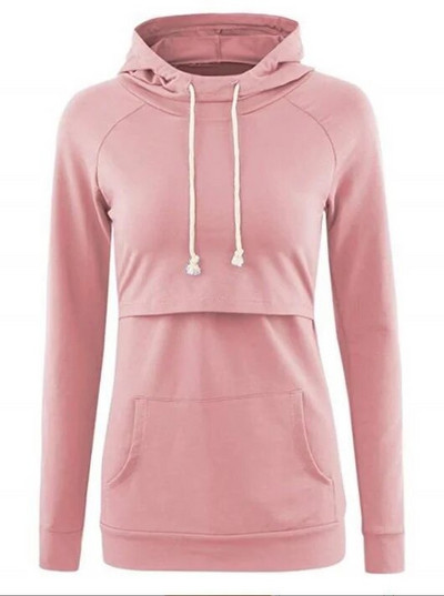 Majica s kapuljačom za trudnice i dojilje Dugi rukavi Ženska zimska odjeća za trudnice i dojilje Ležerna majica s klokanovim džepovima do struka