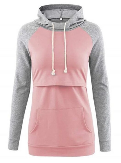 Majica s kapuljačom za trudnice i dojilje Dugi rukavi Ženska zimska odjeća za trudnice i dojilje Ležerna majica s klokanovim džepovima do struka