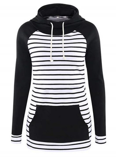 Majica s kapuljačom za trudnice i dojilje Dugi rukavi Ženska zimska odjeća za trudnice i dojilje Ležerna majica s klokanovim džepovima do struka