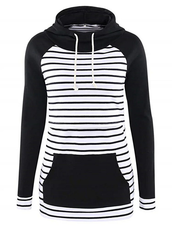 Majica s kapuljačom za trudnice i dojilje Dugi rukavi Ženska zimska odjeća za trudnice i dojilje Ležerna majica s klokanovim džepovima do struka