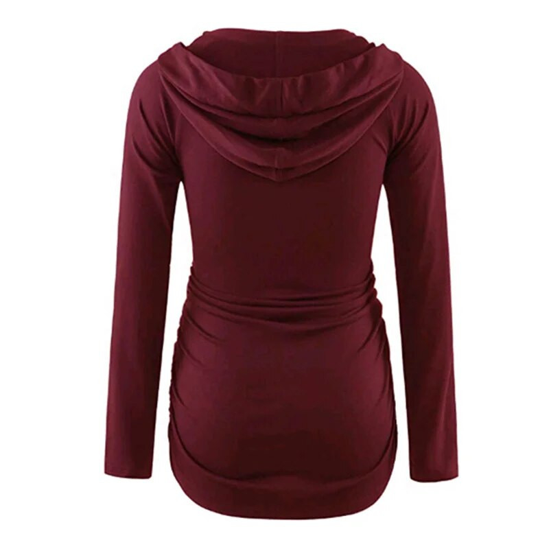 Nove jesenske majice s kapuljačom s V-izrezom Majica s dugim rukavima za trudnice Jednobojni pulover Odjeća za trudnice Zimska odjeća za trudnice