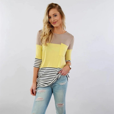 Ženska bluza za trudnice Majica s dugim rukavima na pruge za dojilje Majica kratkih rukava za mame koje doje Ženska ležerna bluza za proljeće i jesen