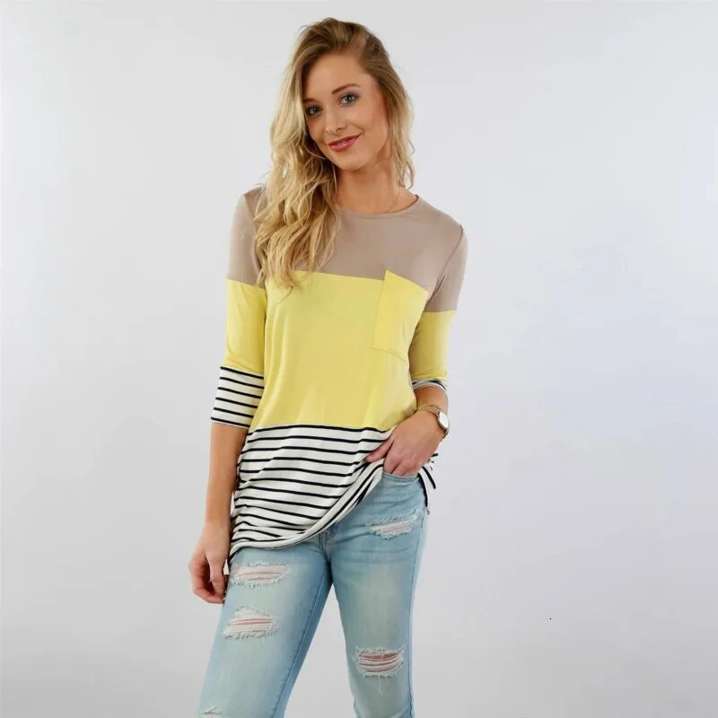 Ženska bluza za trudnice Majica s dugim rukavima na pruge za dojilje Majica kratkih rukava za mame koje doje Ženska ležerna bluza za proljeće i jesen