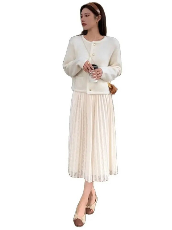 Modna suknja za grudi za trudnice Empired Zimske plisirane suknje s podesivim strukom Čipkane suknje za trudnice Slatka trudnička odjeća