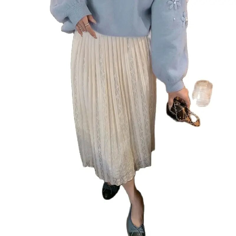 Modna suknja za grudi za trudnice Empired Zimske plisirane suknje s podesivim strukom Čipkane suknje za trudnice Slatka trudnička odjeća