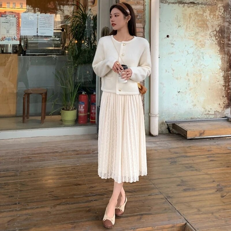 Modna suknja za grudi za trudnice Empired Zimske plisirane suknje s podesivim strukom Čipkane suknje za trudnice Slatka trudnička odjeća