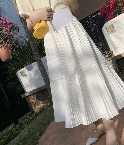 2023-as koreai stílusú kismamaszoknyák, magas derekú, patchwork, terhes női sifonszoknyák földig érő terheshasszoknyák