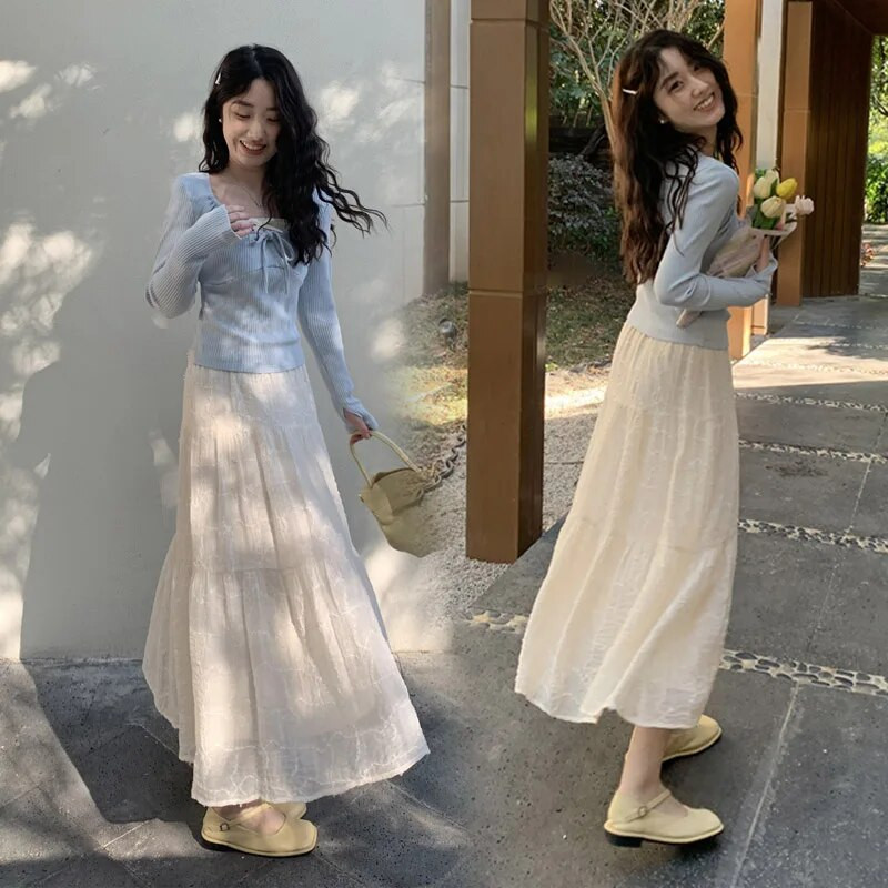 2023-as koreai stílusú kismamaszoknyák, magas derekú, patchwork, terhes női sifonszoknyák földig érő terheshasszoknyák