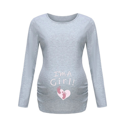 Jesenska odjeća za trudnice s printom smiješnog crtića Majice dugih rukava za trudnice velikih veličina Ženske vruće majice Odjeća za trudnice