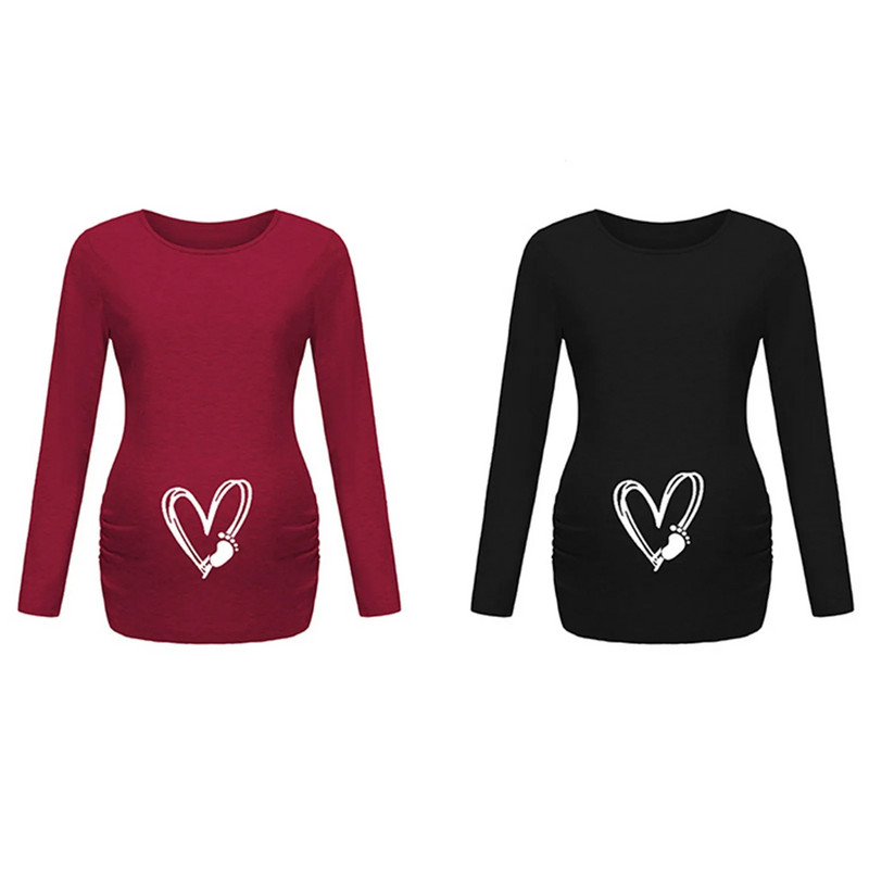 Jesenska odjeća za trudnice s printom smiješnog crtića Majice dugih rukava za trudnice velikih veličina Ženske vruće majice Odjeća za trudnice