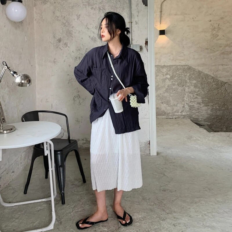 Fehér terhes női hasszoknya, magas derekú, bokáig érő kismama szoknya béléssel Édes terhességi szoknyák