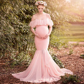 Grūtnieču kleitas fotogrāfiju rekvizīti, gara kleita grūtniecēm bez pleciem grūtniecēm Maxi Gown Baby Showers Fotosesija 2023